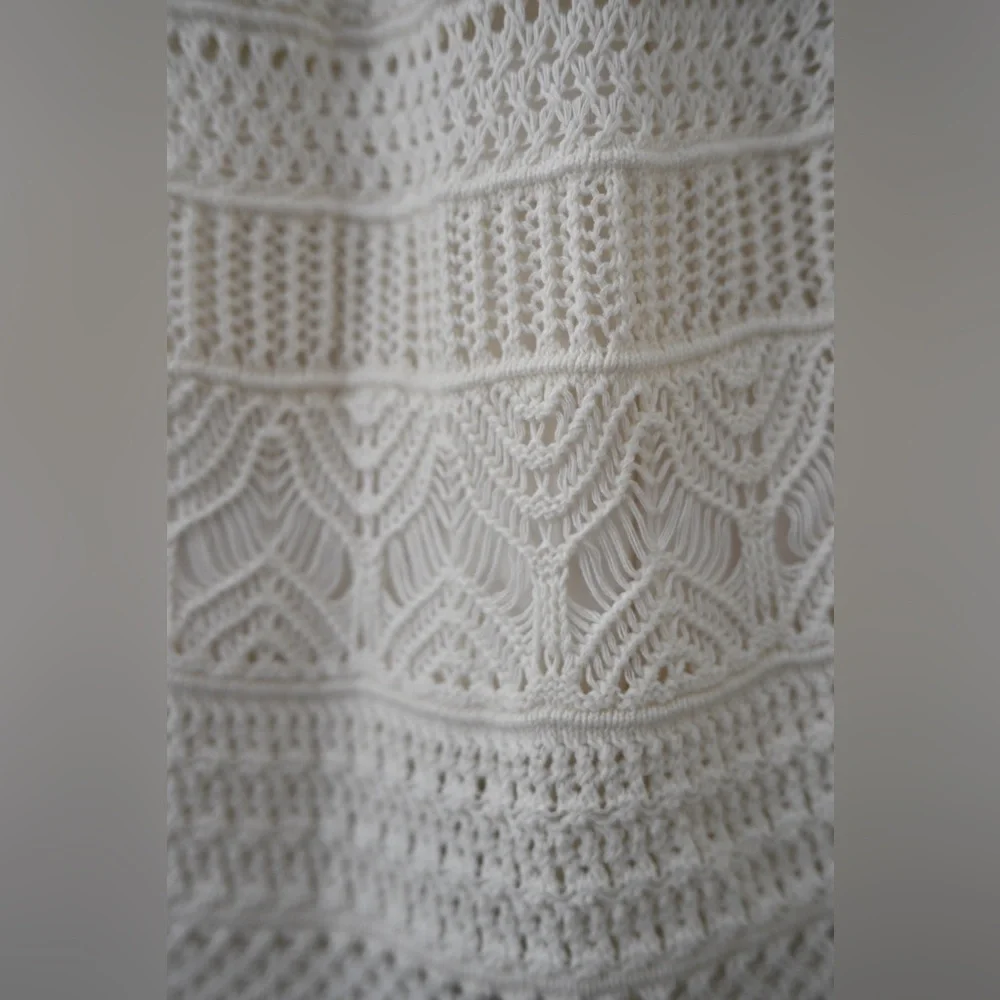 Abercrombie & Fitch Cream Crochet Knit Dress Boho Midi Size M (Tall) Fairy - Picture 10 of 15